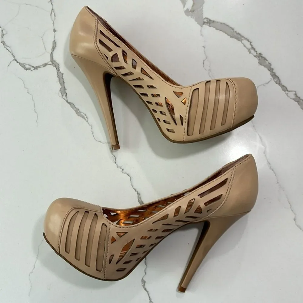 BCBGeneration Women's Elba Mojave Vachetta Beige Tan Stiletto Heels Aztec 8B